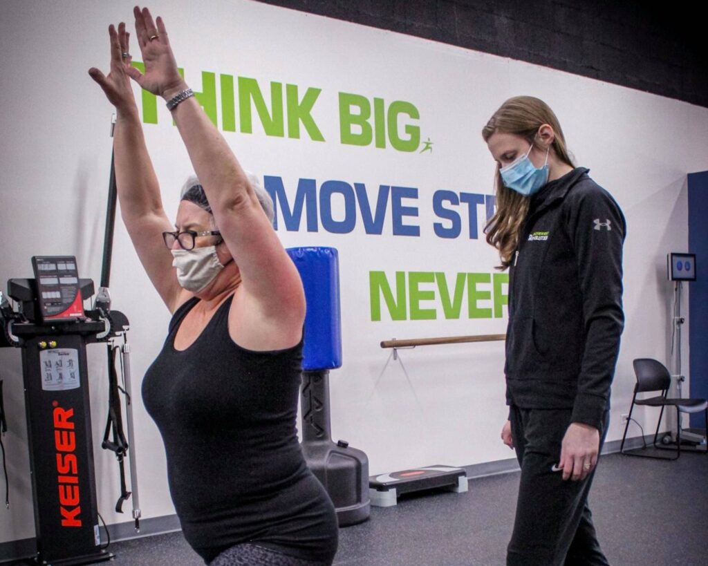 Client exercising in the gym